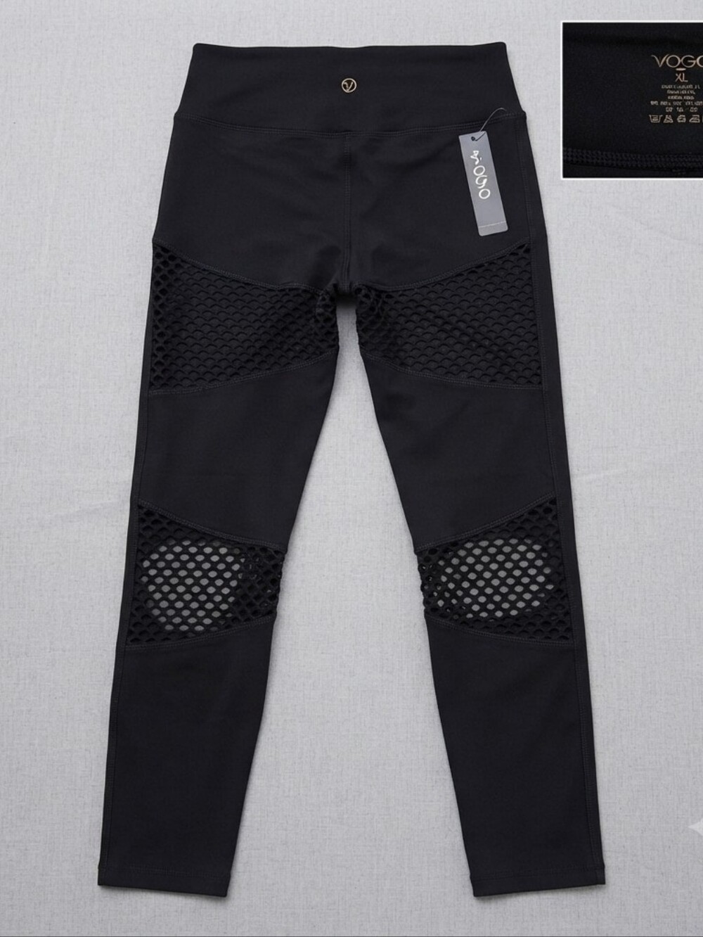 VOGO Athletica Activewear Leggings Sizes Xl And L Black Lattice Mesh Workout NWT
